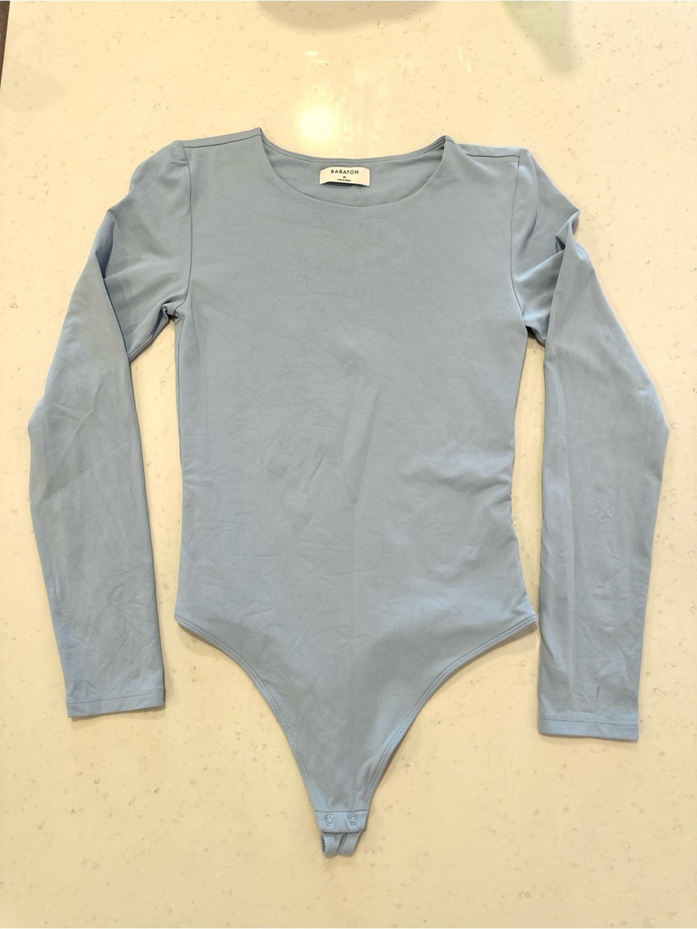 Aritzia Babaton Blue Long Sleeve Bodysuit Size Medium Casual Contour Trendy